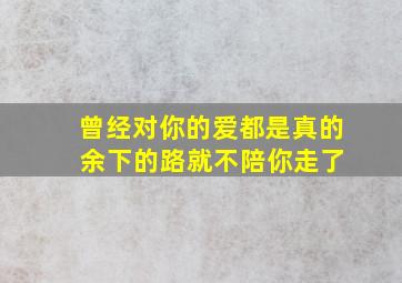 曾经对你的爱都是真的 余下的路就不陪你走了